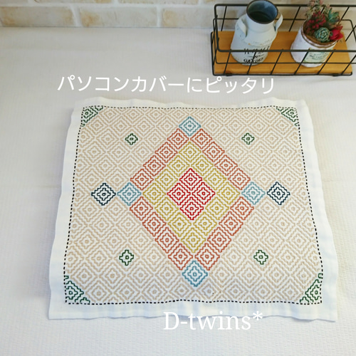 オールドカントリー風☆柿の花☆刺し子のふきん〜タペストリー