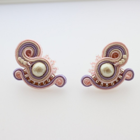 【Mia】索飾耳環或耳環【粉色和淡紫色】 第1張的照片