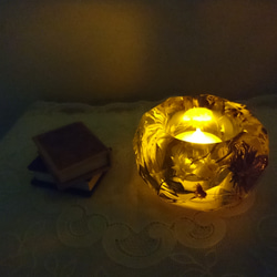 【LEDキャンドル付き】癒しの フラワーキャンドルポット ボルドー系 3枚目の画像