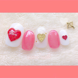 ♡ぷっくりハートのニットネイル♡ ネイルチップ　ハンドメイド ♡ぷっくりハートのニットネイル♡ ネイルチップ ハンドメイド - メルカリ