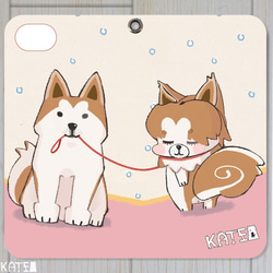ベルトなし　手帳型スマホケース　秋田犬のKATE 3枚目の画像