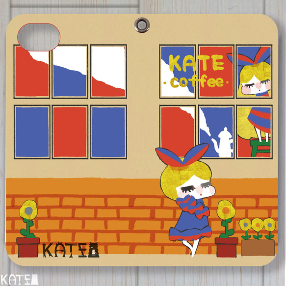 ベルトなし　手帳型スマホケース　コーヒー屋さんのKATE 2枚目の画像