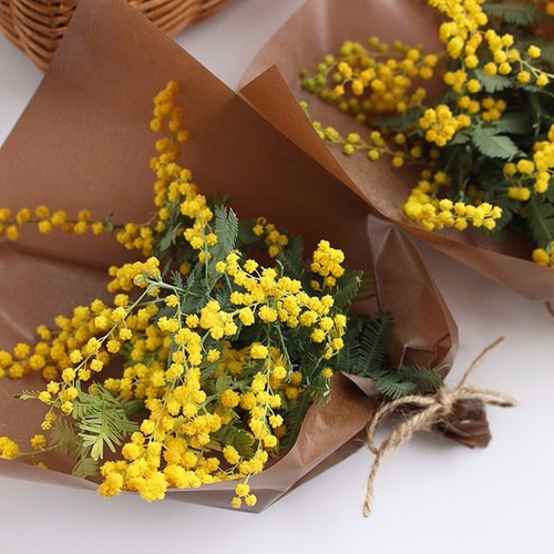 春 ミモザのラッピング* ミモザプチギフト ワンコイン ドライフラワー