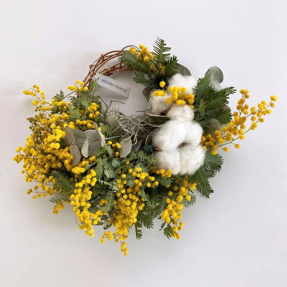 2.ミモザハーフリース ミモザハーフリース * No.2 1点限り ドライフラワー MIZUIRO