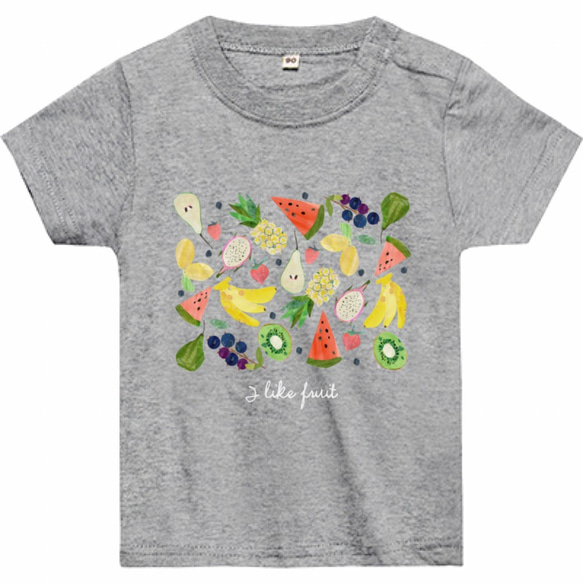 【I like fruit. フルーツがいっぱい 】ベビー-Tシャツ 2枚目の画像