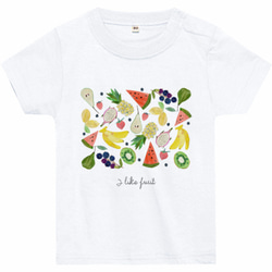 【I like fruit. フルーツがいっぱい 】ベビー-Tシャツ 3枚目の画像