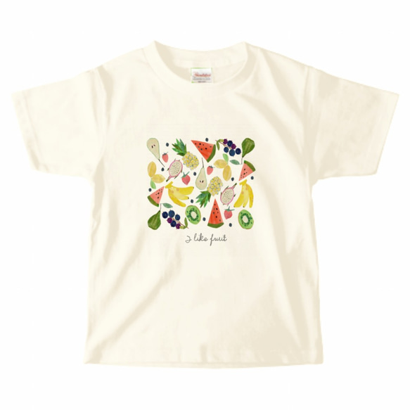 【I like fruit. フルーツがいっぱい 】kid's キッズ-Tシャツ 1枚目の画像