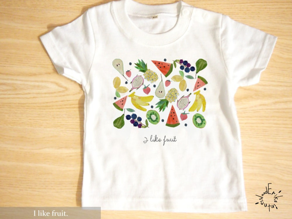 【I like fruit. フルーツがいっぱい 】kid's キッズ-Tシャツ 2枚目の画像