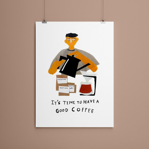 コーヒーの時間 Man【It's time to have a good coffee.】A4 コーヒーの時間 Man【It's time to have a good coffee.】A4