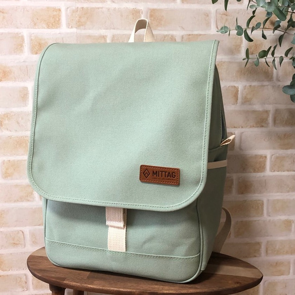 Mittag〜倉敷帆布のフラップリュック ミントグリーン リュック・バック