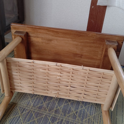 コーナーテーブル（竹カゴ収納付き） 3枚目の画像