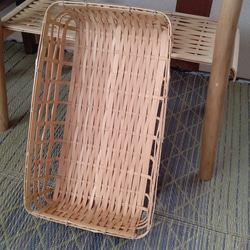 コーナーテーブル（竹カゴ収納付き） 4枚目の画像