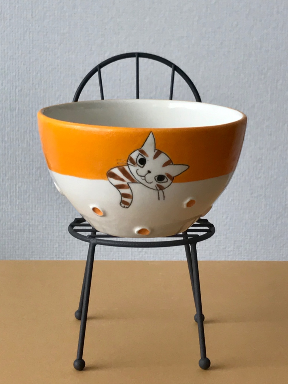 作家物 搔き落とし猫茶碗 どんぶり カフェオレボウル 抹茶茶碗