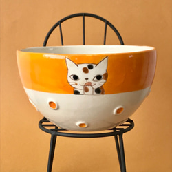 猫絵のスープボウル(三毛猫) 2枚目の画像