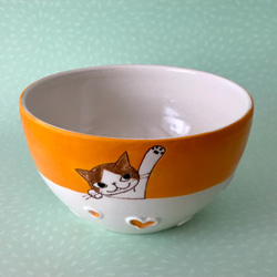 猫絵のスープボウル(お座り茶白猫) 4枚目の画像