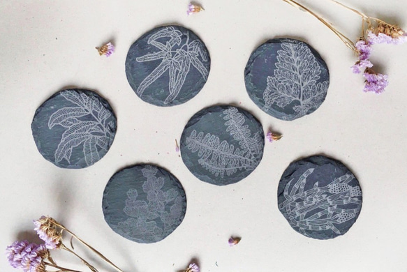 Fern Pattern Stone Plate - Lygodium japonicum 2枚目の画像