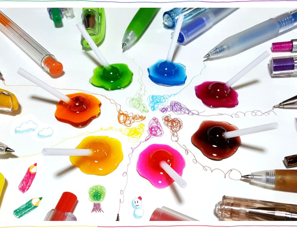 【2本セット】溶けちゃった!? ''ちっちゃい'' 棒付きキャンディーマグネット 1枚目の画像