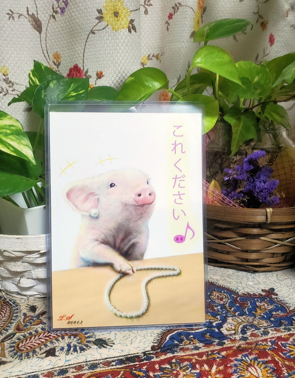 【ユーモアを飾ろう！】フォトイラスト「豚に真珠」 1枚目の画像