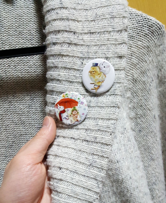 缶バッジ２個セット(タクシー／雨紫陽花) 3枚目の画像
