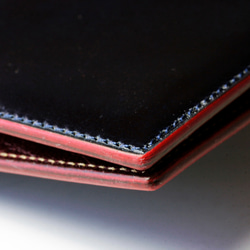 水染めコードバン ダークネイビー　二つ折り財布　純札（じゅんさつ　小銭入れなしのお財布）muichiga 10枚目の画像