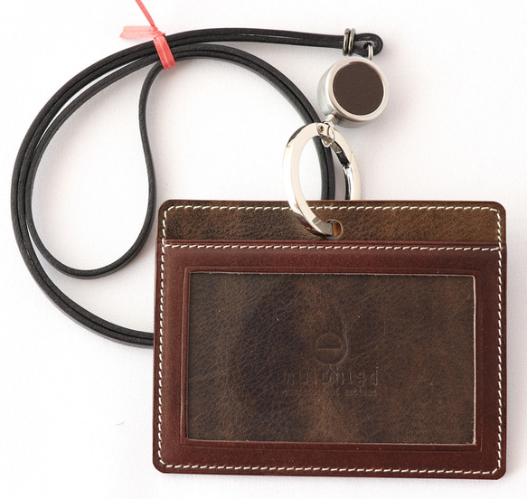 GANZO IDケース ブラウン 革 ネックストラップ付き 小物｜最高級の