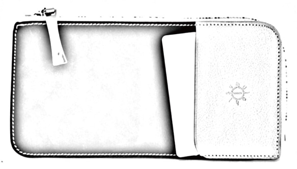 １点物（カラー）セラーレウォレット　（キャメル×アイボリー）　薄いお財布　L字ファスナー 9枚目の画像
