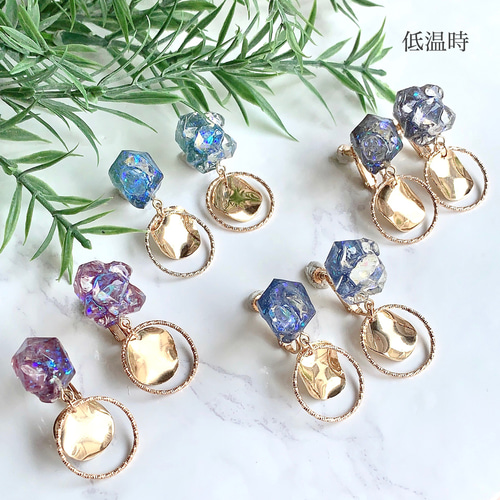 1130】かち割り氷のピアス／イヤリング 1130】かち割り氷のピアス