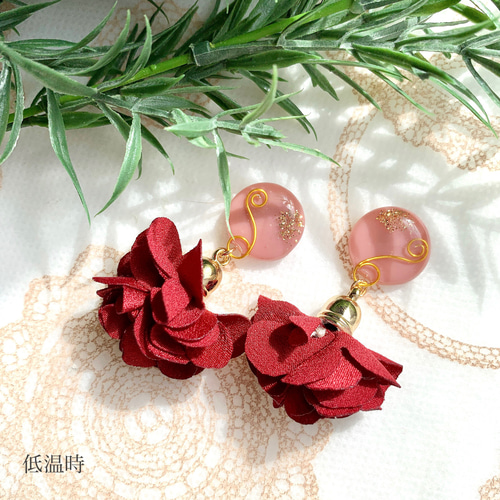 色が変わる華やかイヤリング/ピアス ٭❀* 蔦・フラワータッセルが揺れ  
