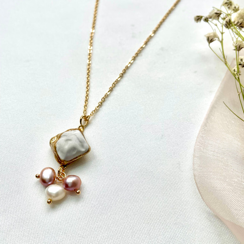 香るストーンのネックレス ٭❀* 上品で大人綺麗 アロマストーンで