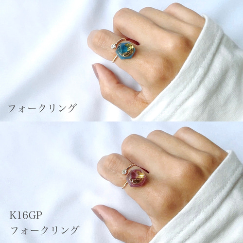 紫タイプ 魔術アロマリングorスカーフリング✨ 月夜の魔石リング ٭❀* 色が変わる幻想的な指輪・蝶が寄り添う