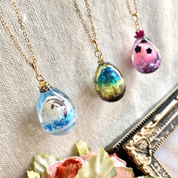 360°綺麗なネックレス/どこから見ても可愛いたまご型 ٭❀* K16GP 透明  