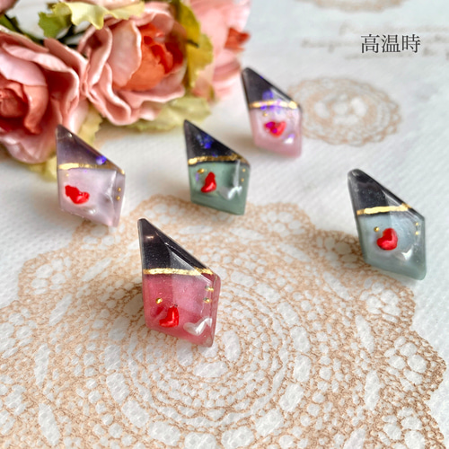 チョコ風イヤリング/ 色が変わる鉱石 ピアスも٭❀* 選べるカラーが豊富  