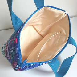【SALE】フロリダの素敵な布☆アニマル×ブルーのキルトバッグ 7枚目の画像