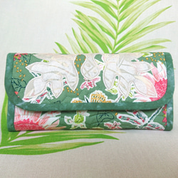 パンの木のハワイアンキルト長財布(グリーン×アイボリー) 5枚目の画像