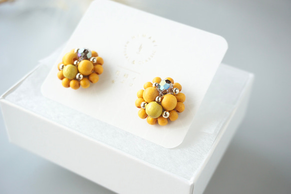 キノヌクモリピアス/マスタードイエロー/受注生産 3枚目の画像