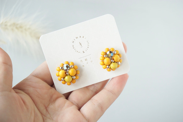 キノヌクモリピアス/マスタードイエロー/受注生産 5枚目の画像