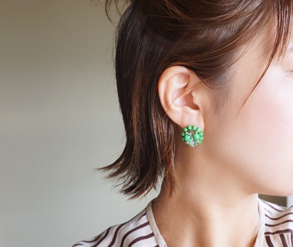 Kinonukumori 耳環/霧面綠/定制 第4張的照片