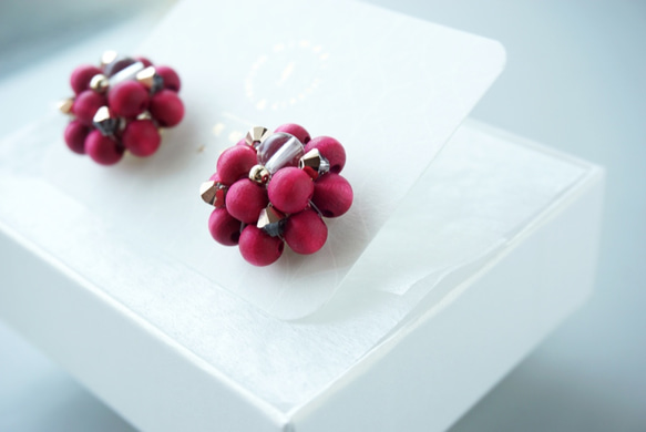 Kinonukumori耳環_酒紅色訂做✳︎ 第3張的照片