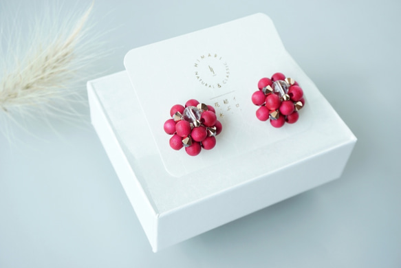 Kinonukumori耳環_酒紅色訂做✳︎ 第6張的照片