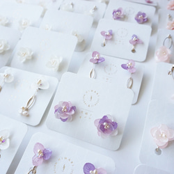 ◎期間限定販売◎ハナノメグミ(桜紫)アジサイイヤリング✳︎受注生産✳︎ 6枚目の画像