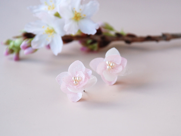 紫陽花ハルノオトズレ(桜色)イヤリング✳︎受注生産✳︎ 5枚目の画像