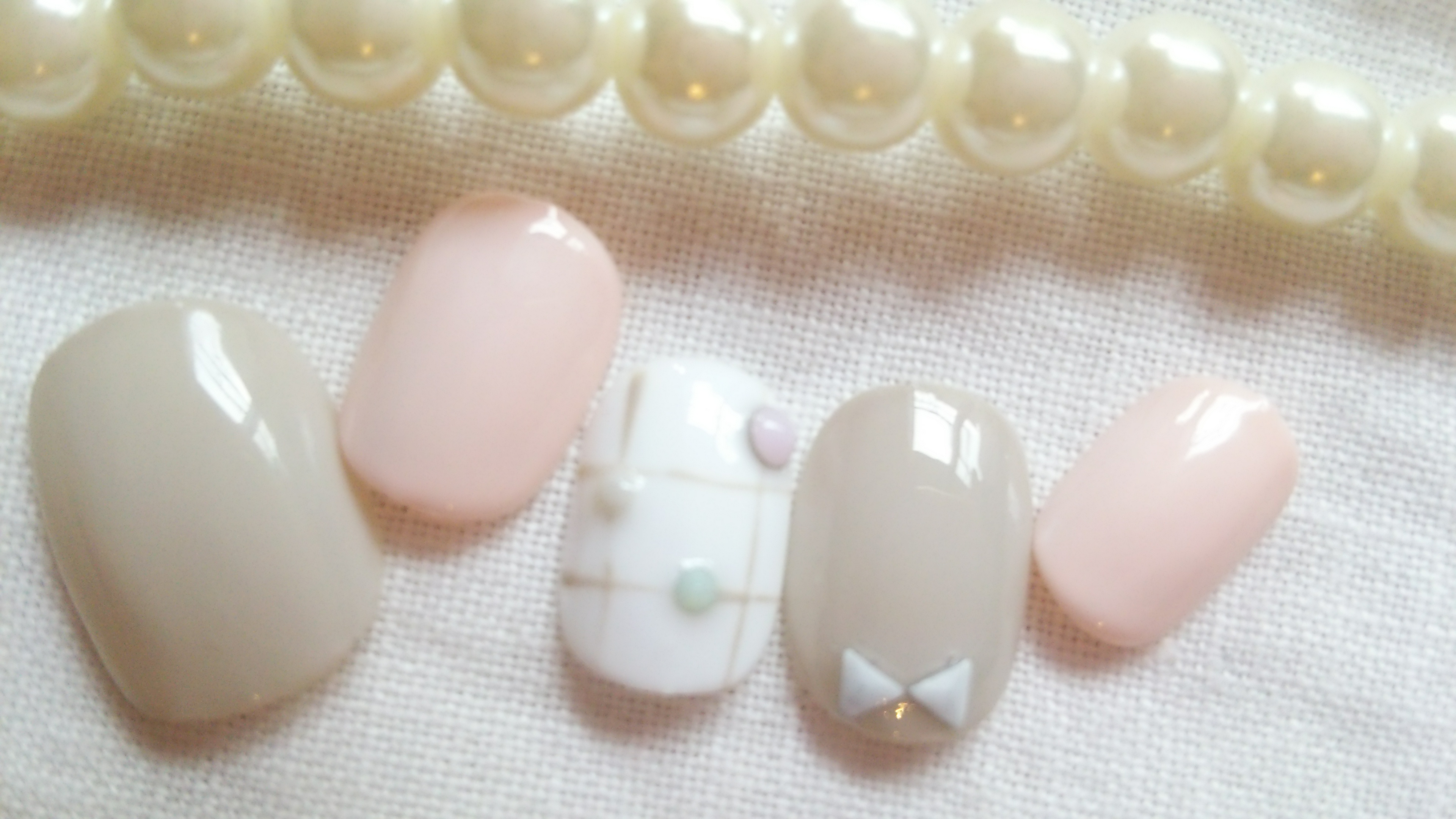 チェック×リボン ネイルチップ 99781cc359eb85dd479a26a8048b91