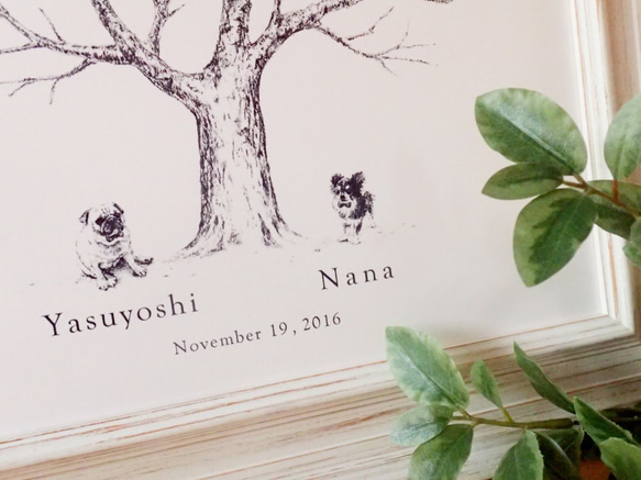 ペットと一緒♪のウェディングツリー【uraraka＋ペット】３０×３０ｃｍ また