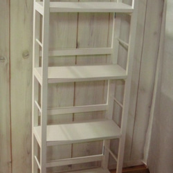 オーダー品　簡単折り畳み式BOOKシエルフ（本棚）道具無しで折り畳み出来る飾り棚シリーズ　シンプルトップミルキーホワイト 3枚目の画像