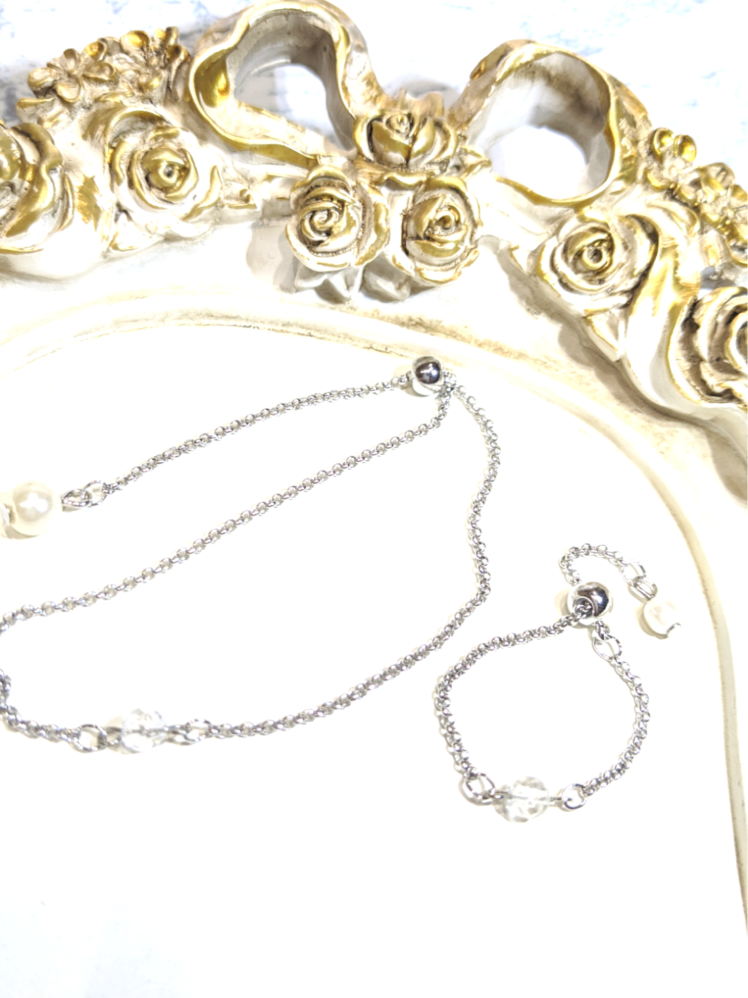 クリスタル　チェーンリング　ブレスレット　2点セット