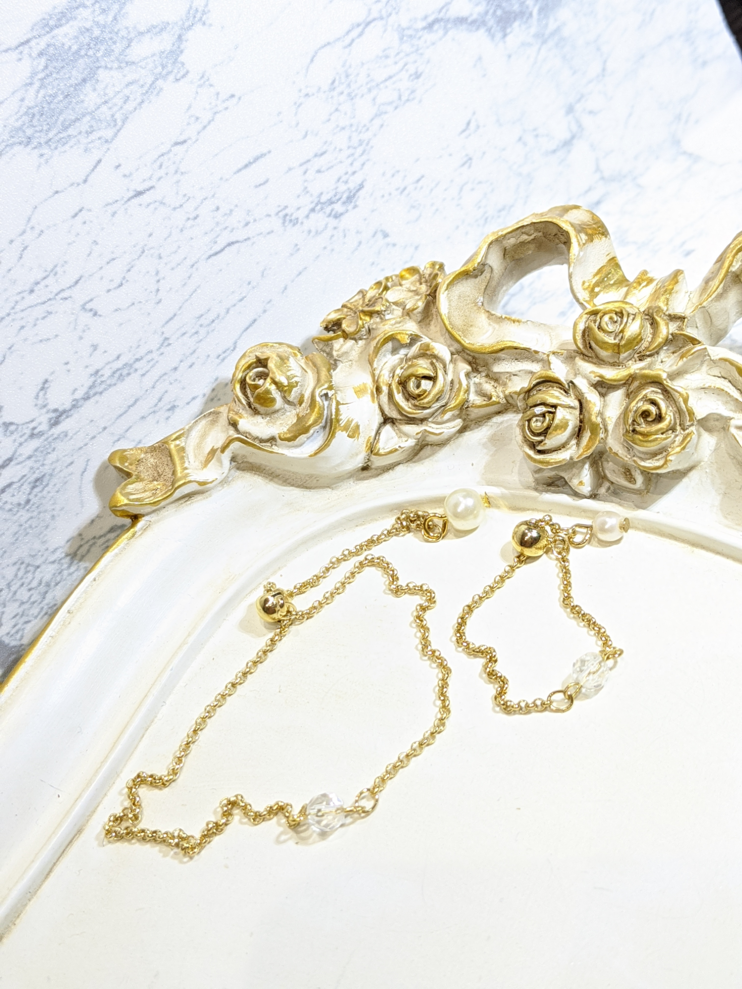 クリスタル　チェーンリング　ブレスレット　2点セット