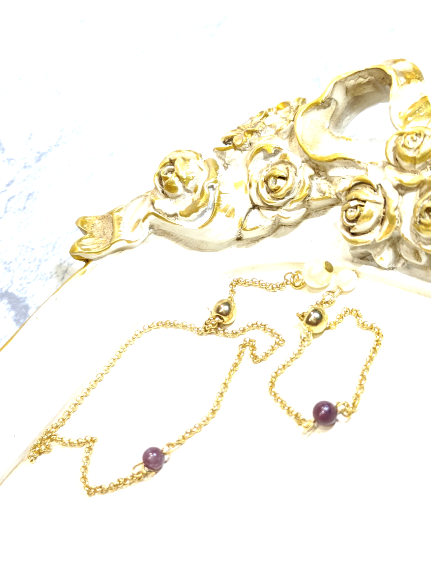 レピドライト　チェーンリング　ブレスレット　2点セット