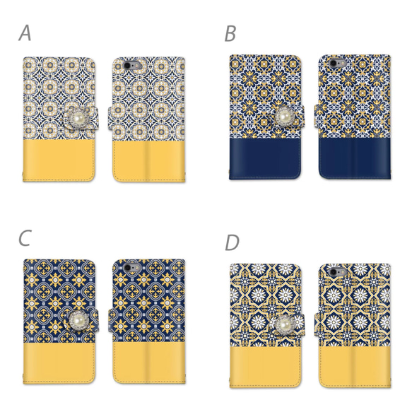 ネイティブ柄 パール デコ ビジュー スマホケース 手帳型 全機種対応 スマホカバー 携帯カバー iPhoneケース 2枚目の画像