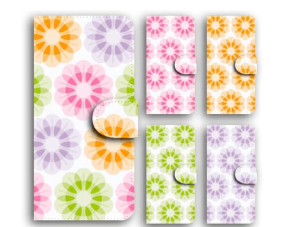 花柄 フラワー スマホケース 手帳型 全機種対応 スマホカバー 携帯カバー iPhone AQUOS GALAXY 1枚目の画像