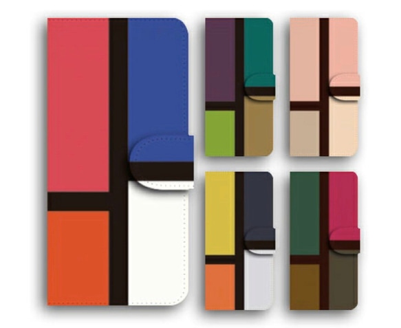 チェック バイカラー スマホケース 手帳型 全機種対応 スマホカバー 携帯カバー iPhoneケース AQUOS 可愛い 1枚目の画像